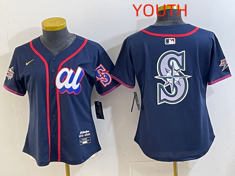 Youth 2025 Seattle Mariners Blank Drak Blue All star Nike MLB Jersey style 07->youth mlb jersey->Youth Jersey
